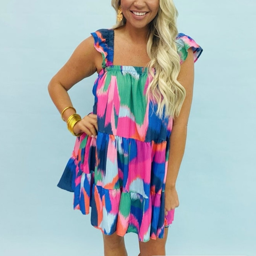 Vibrant Multicolor Tiered Women’s Dress